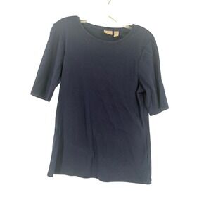 Chicos Navy Blue 3/4 Sleeve Crew Neck Tunic Top Size 1